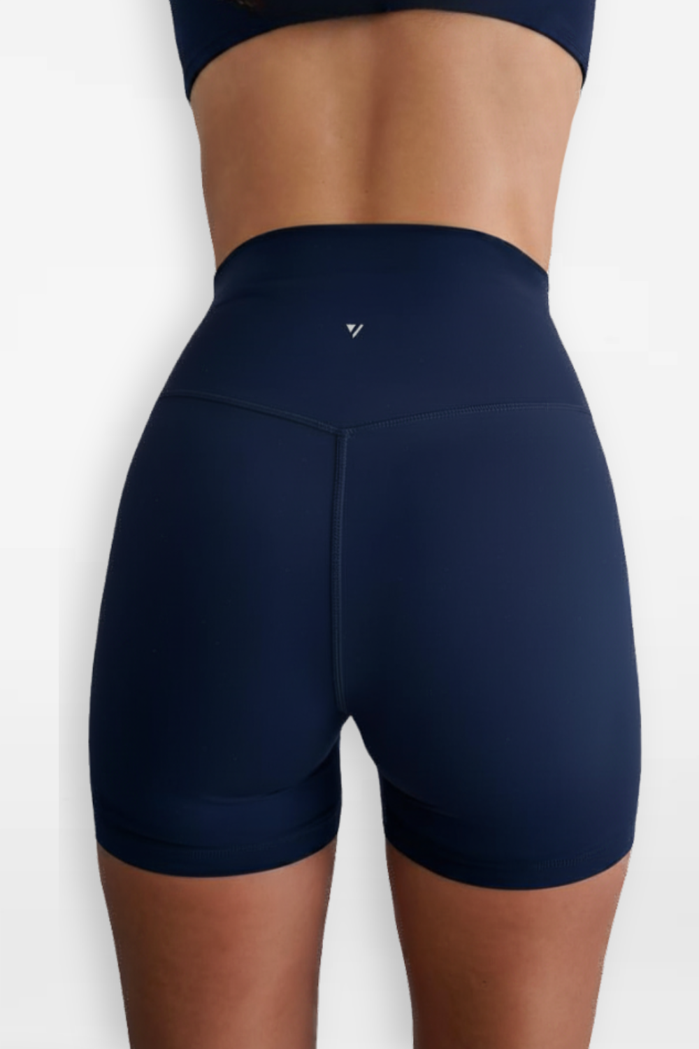 Navy Level Active biker shorts, back view
