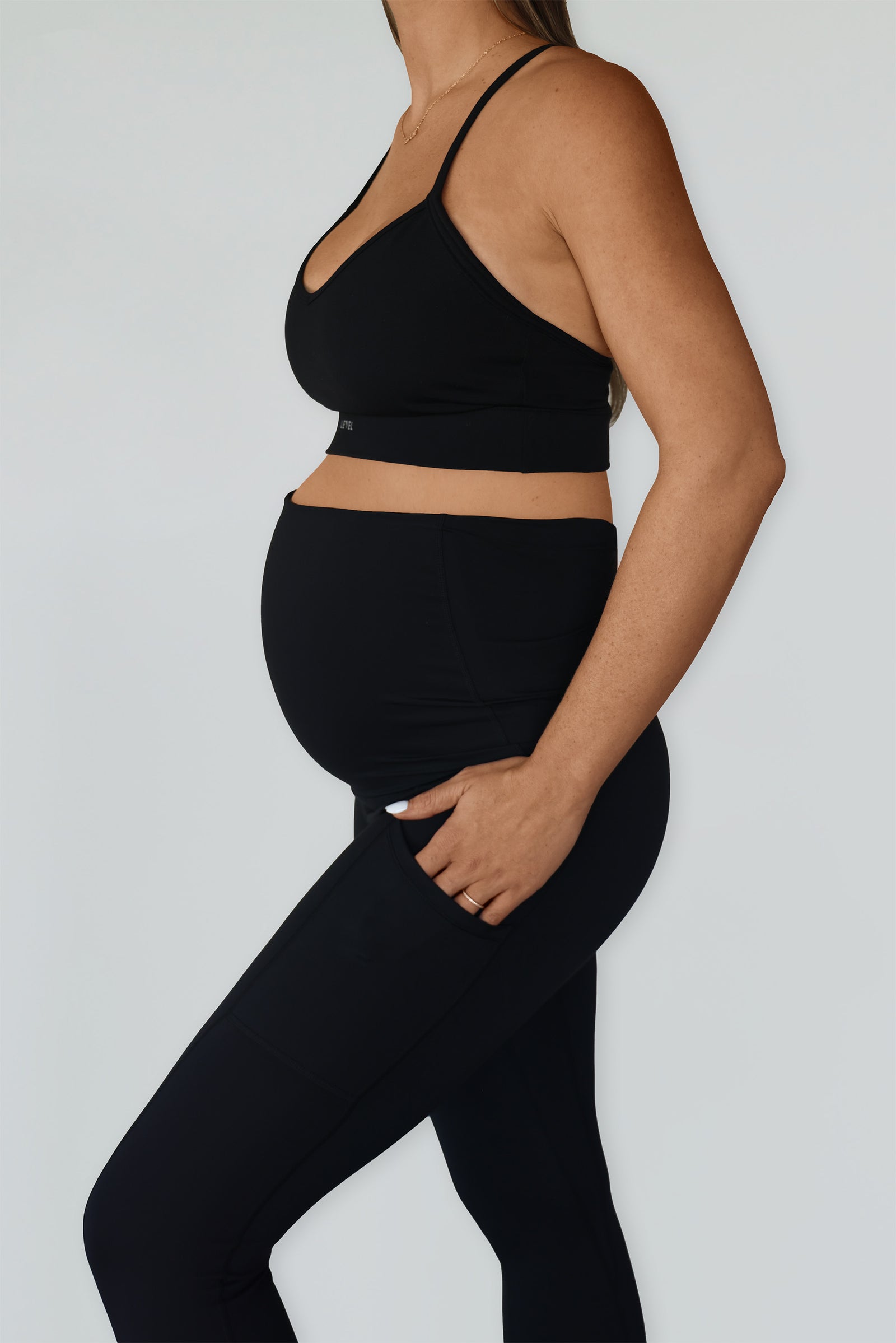 Maternity Cropped Leggings With Pockets 3/4 Length High Waist Sizes 8 - 22  LCKP